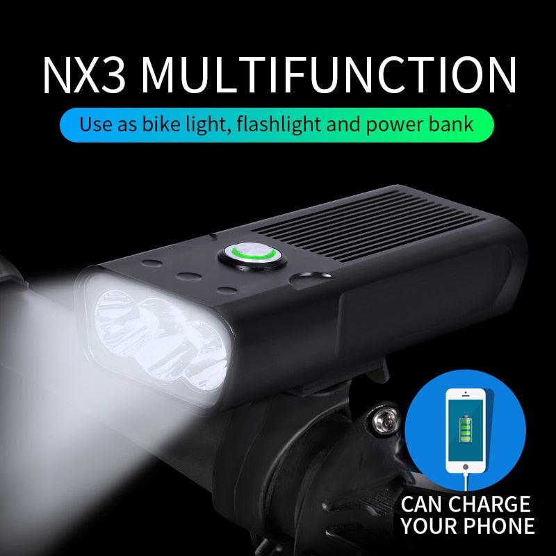 5000 Lumen LED Bike Light Set USB Rechargeable 10000mAh Power Bank