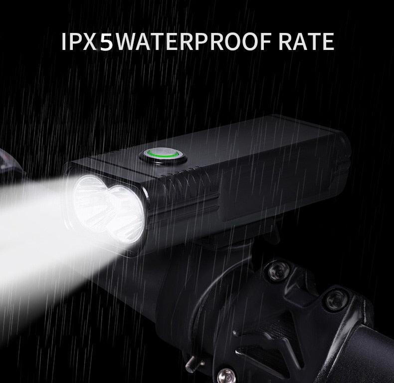 5000 Lumen LED Bike Light Set USB Rechargeable 10000mAh Power Bank