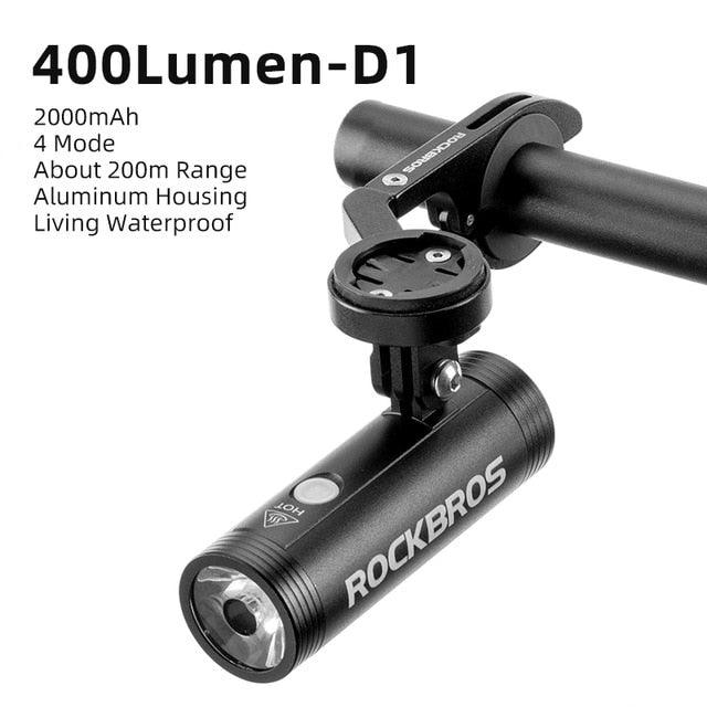 Matte Black Industrial LED Bicycle Headlight - 800 Lumen Rechargeable