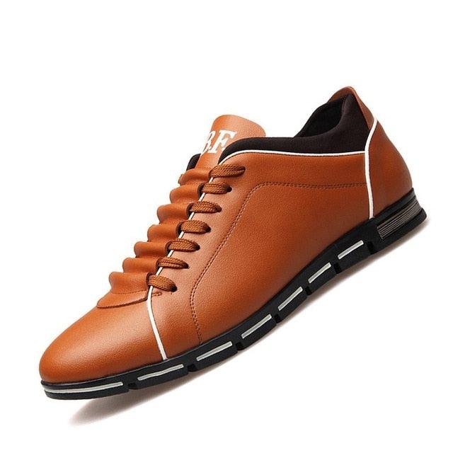 Mens Leather Casual Sneakers Round Toe Business Walking Shoes