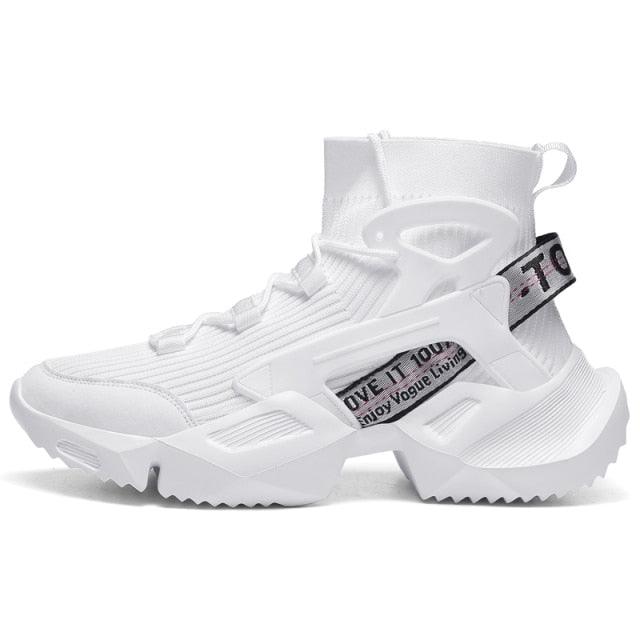 Men's High Top Mesh Sock Sneakers - Breathable Height Increasing Shoes