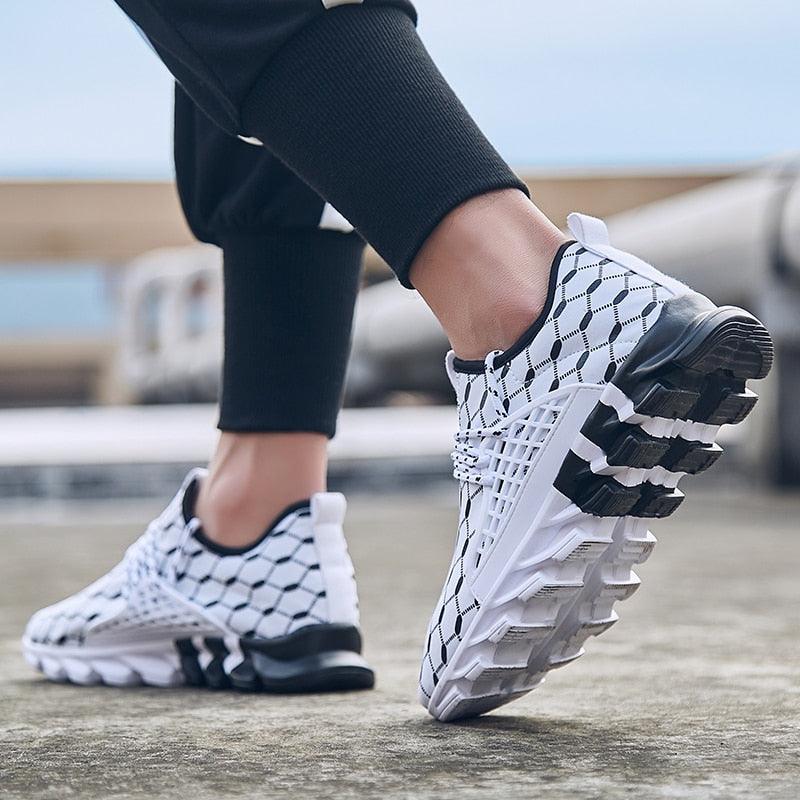 Men's Lightweight Breathable White Slip-On Casual Walking Sneakers