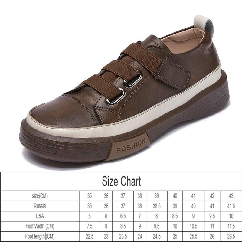 Genuine Leather Platform Sneakers for Women Comfortable Casual Flats