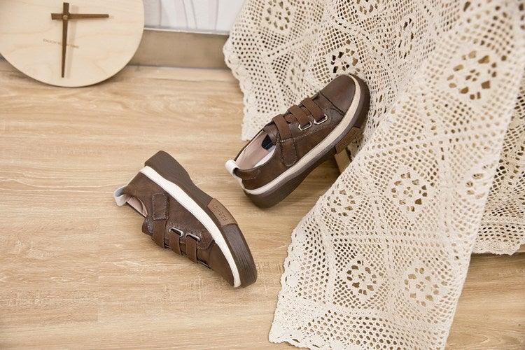 Genuine Leather Platform Sneakers for Women Comfortable Casual Flats