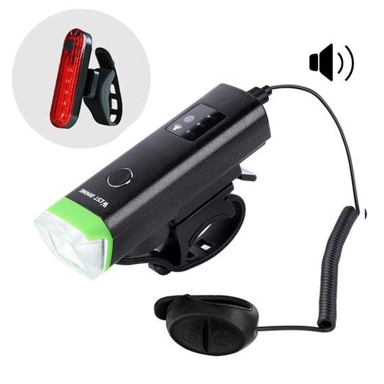 Modern Waterproof USB Rechargeable LED Bike Headlight with Horn