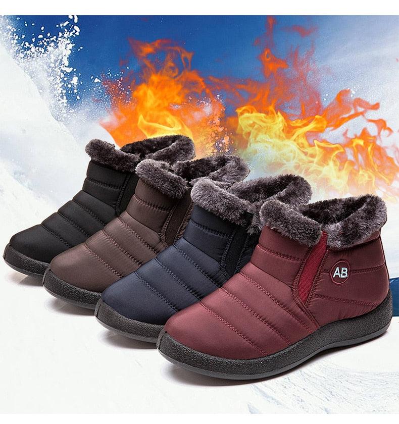 Women’s Waterproof Slip-On Snow Boots – Lightweight Winter Shoes