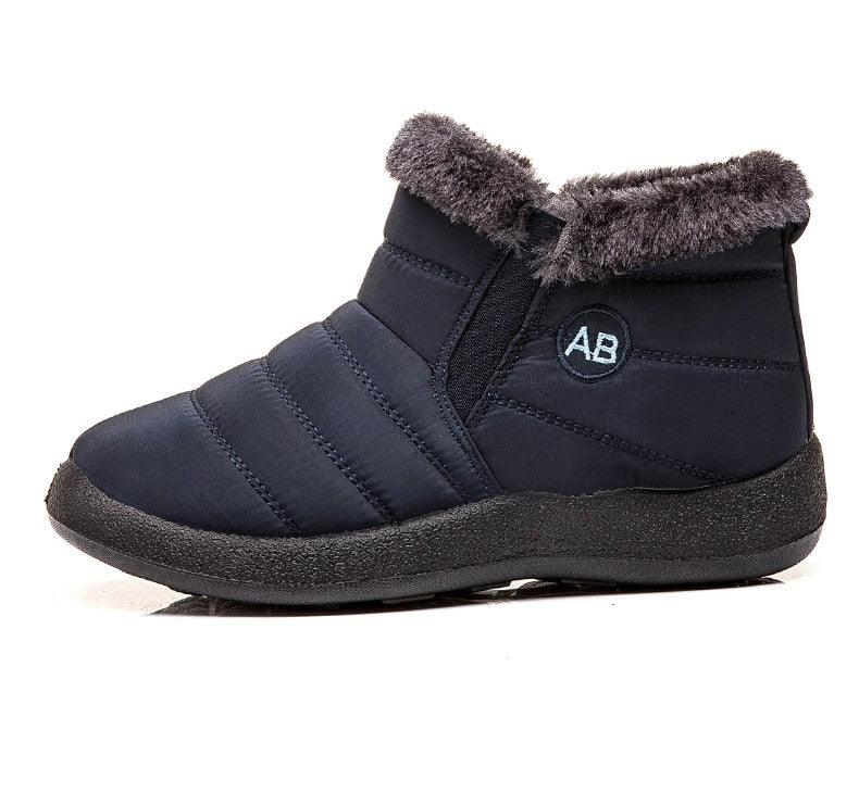 Womens Waterproof Winter Snow Boots, Faux Fur Lined Slip On Booties
