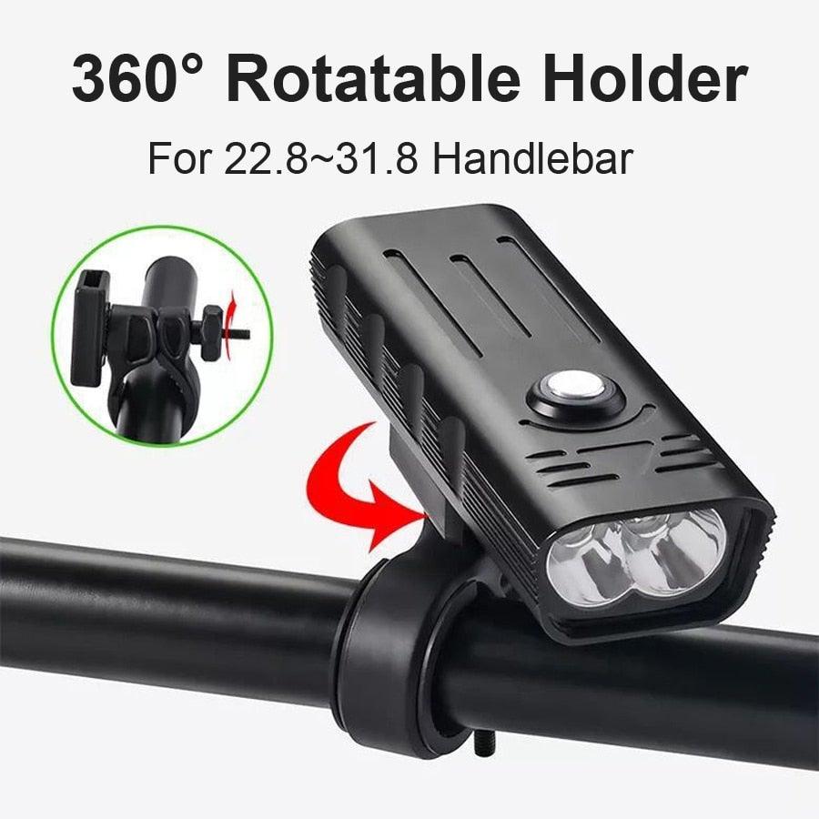 3000 Lumen USB Rechargeable Bike Light Set with 10000mAh Power Bank