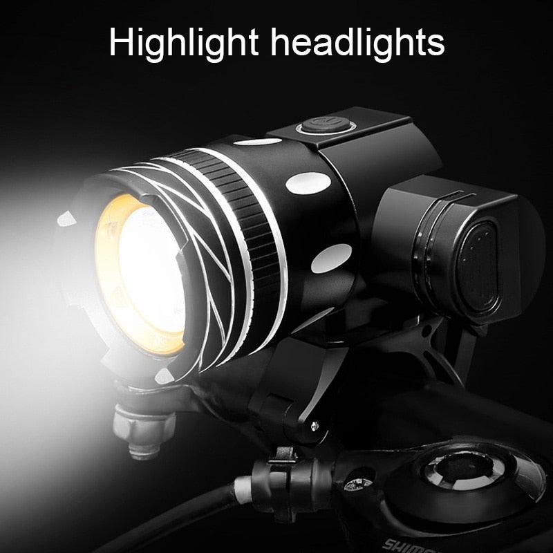 USB Rechargeable LED Bike Headlight High Lumens Waterproof Lamp