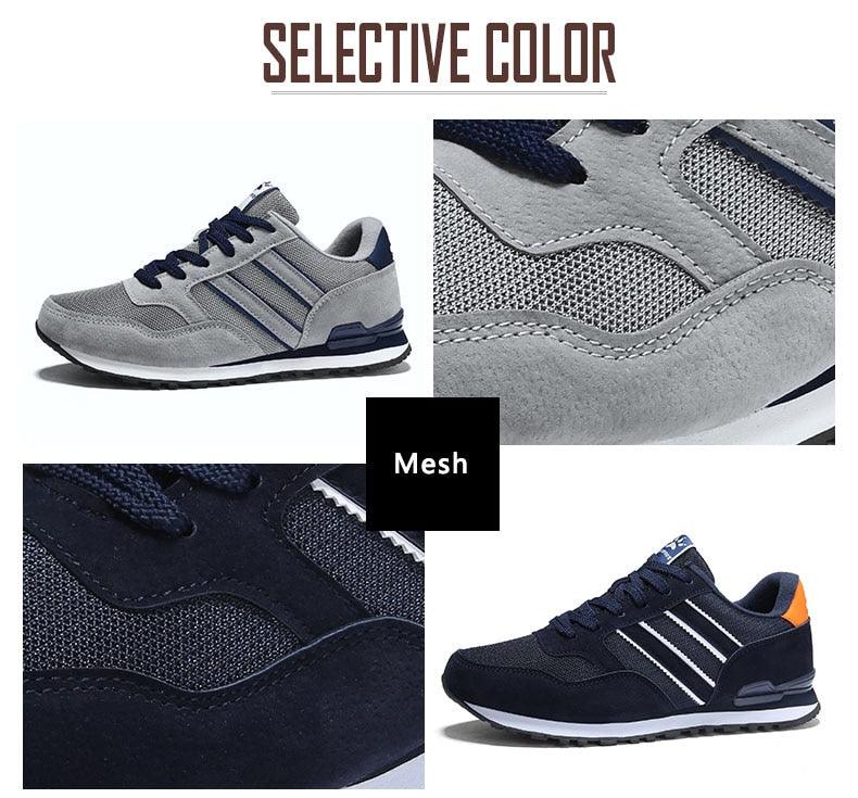 Men's Blue Casual Platform Sneakers Comfortable Faux Leather Flats