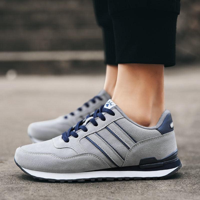 Men's Blue Casual Platform Sneakers Comfortable Faux Leather Flats