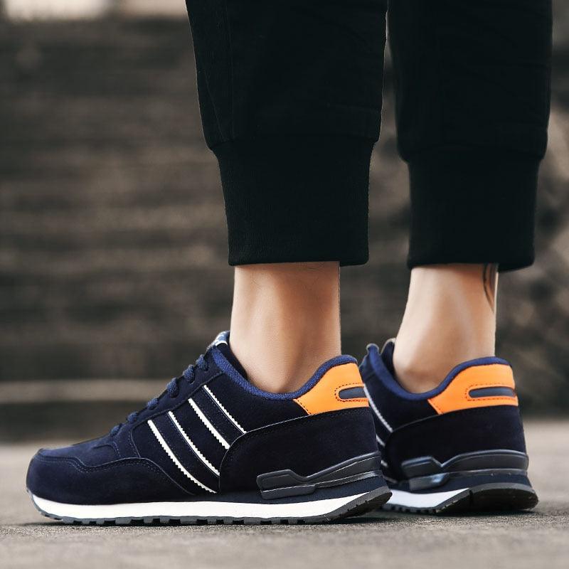 Men's Blue Casual Platform Sneakers Comfortable Faux Leather Flats