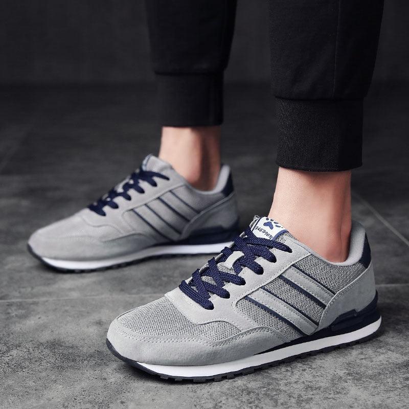 Men's Blue Casual Platform Sneakers Comfortable Faux Leather Flats