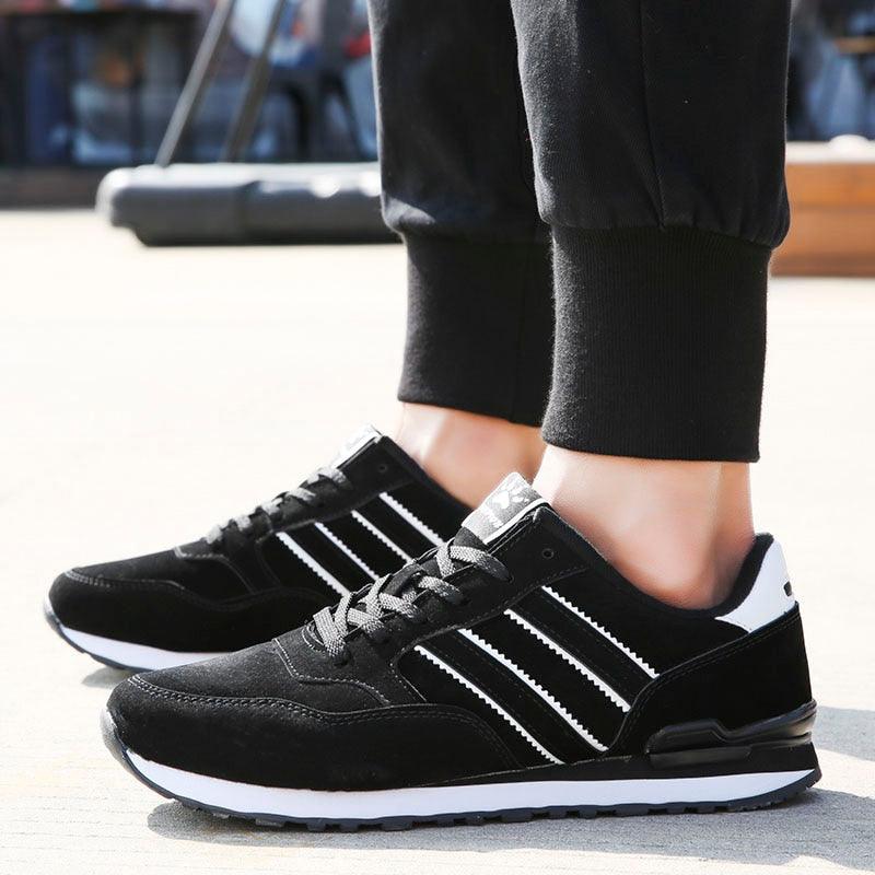Men's Blue Casual Platform Sneakers Comfortable Faux Leather Flats