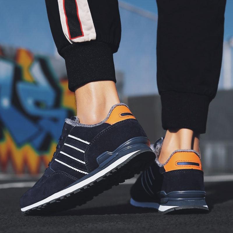 Men's Blue Casual Platform Sneakers Comfortable Faux Leather Flats