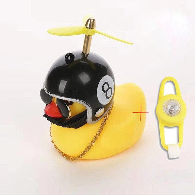 Yellow Rubber Duck Bicycle Bell with Propeller Helmet and Glasses