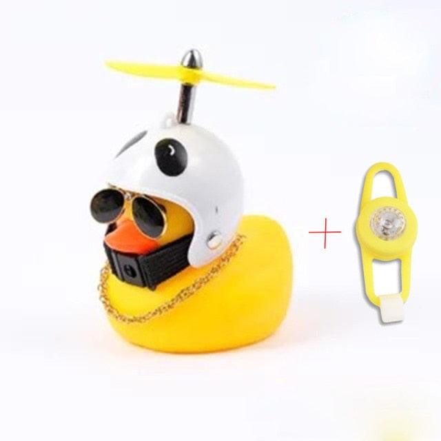 Yellow Rubber Duck Bicycle Bell with Propeller Helmet and Glasses