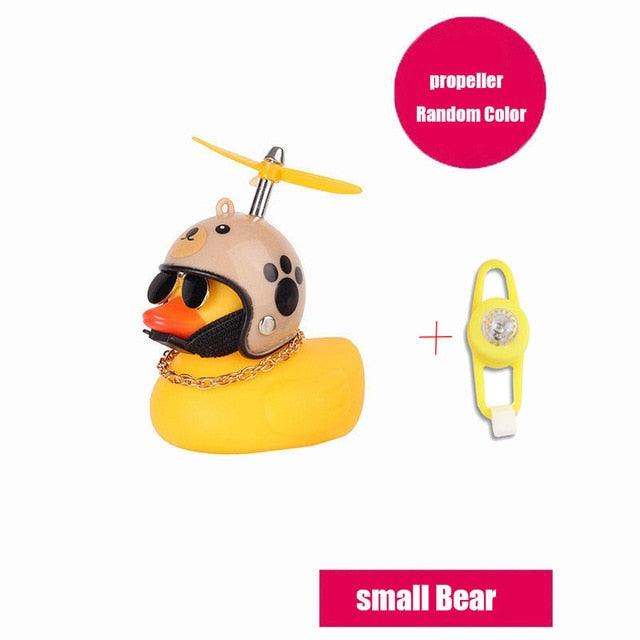 Yellow Rubber Duck Bicycle Bell with Propeller Helmet and Glasses