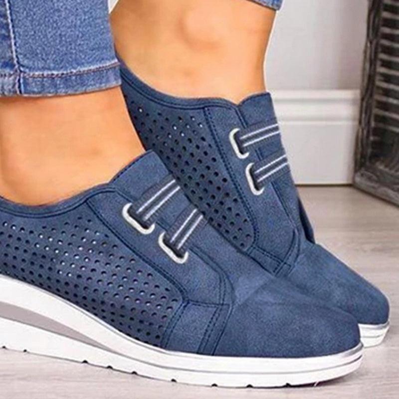 Women's Casual Platform Sneakers, Breathable Leather Walking Shoes