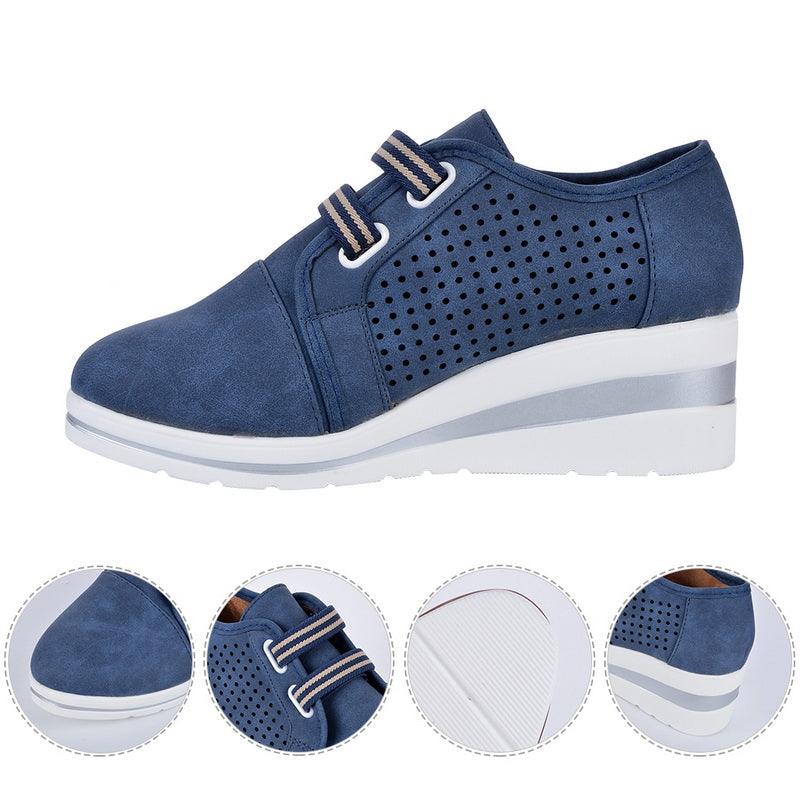 Women's Casual Platform Sneakers, Breathable Leather Walking Shoes