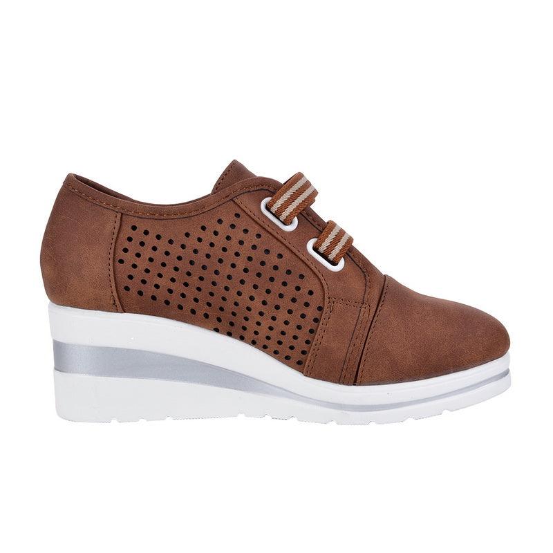 Women's Casual Platform Sneakers, Breathable Leather Walking Shoes