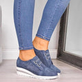 Women's Casual Platform Sneakers, Breathable Leather Walking Shoes