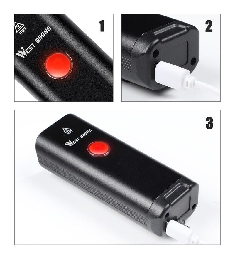USB Rechargeable LED Bicycle Headlight Waterproof Cycling Light