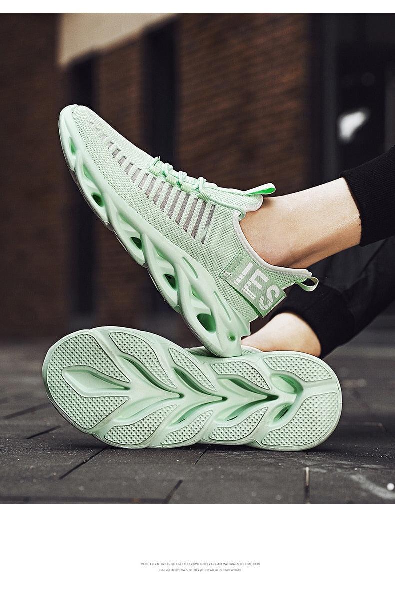Men's White Blade Sole Running & Casual Gym Sneakers