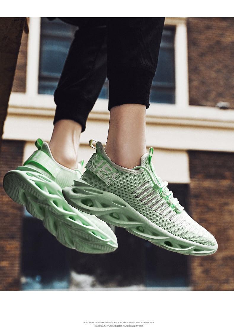 Men's White Blade Sole Running & Casual Gym Sneakers