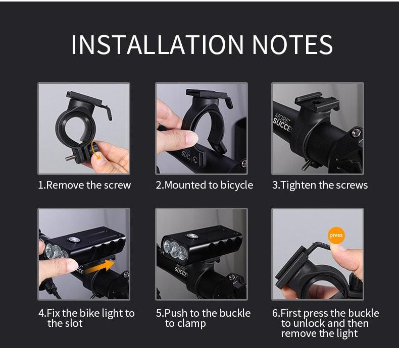 5000 Lumen LED Bike Light Set USB Rechargeable 10000mAh Power Bank