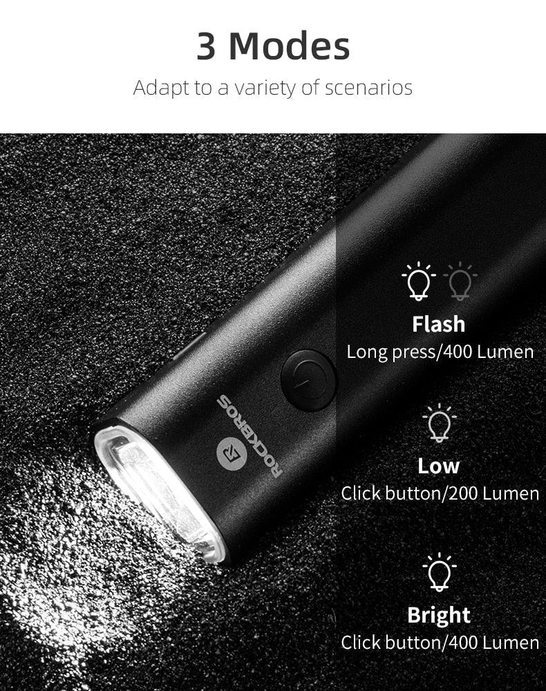 USB Rechargeable 2000mAh LED Bike Front Light, 5 Light Modes