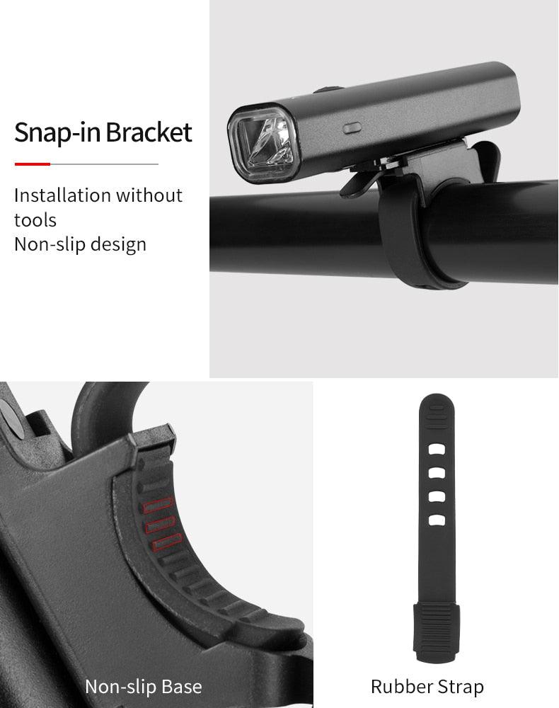 USB Rechargeable 2000mAh LED Bike Front Light, 5 Light Modes