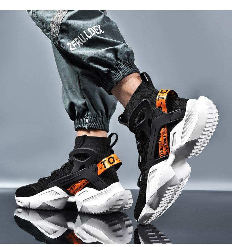 Men's High Top Mesh Sock Sneakers - Breathable Height Increasing Shoes