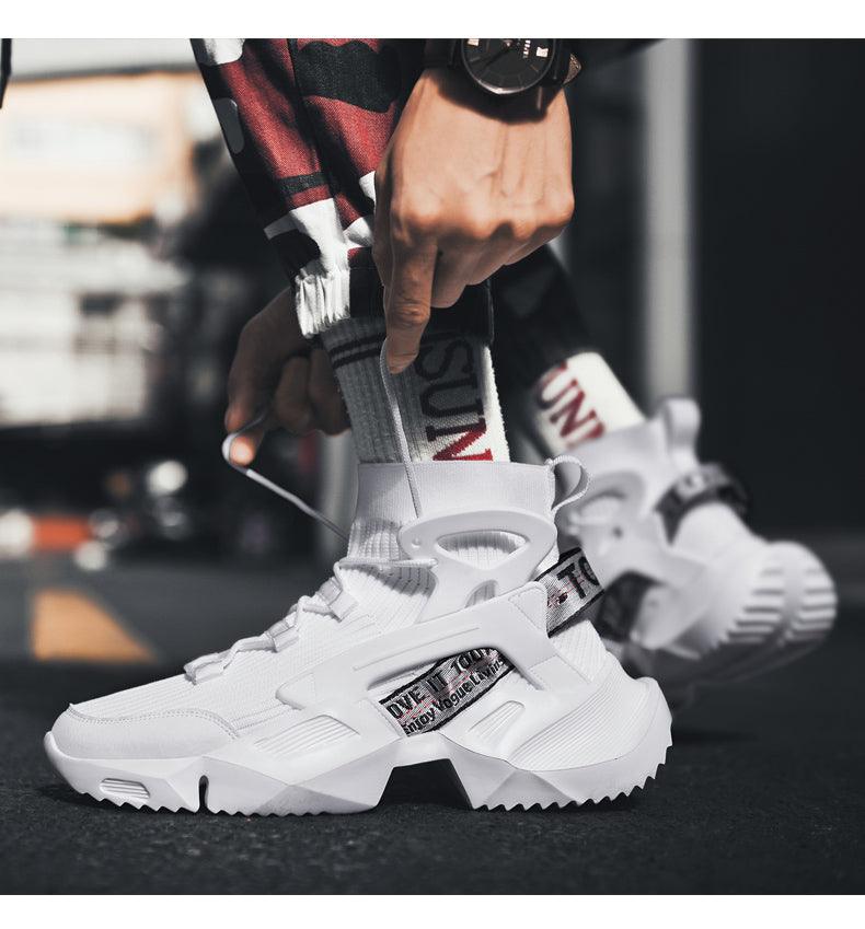 Men's High Top Mesh Sock Sneakers - Breathable Height Increasing Shoes