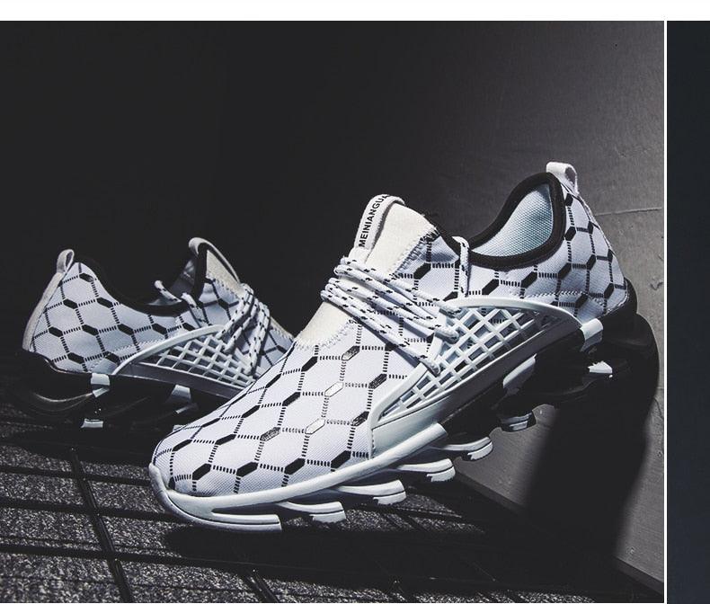 Men's Lightweight Breathable White Slip-On Casual Walking Sneakers