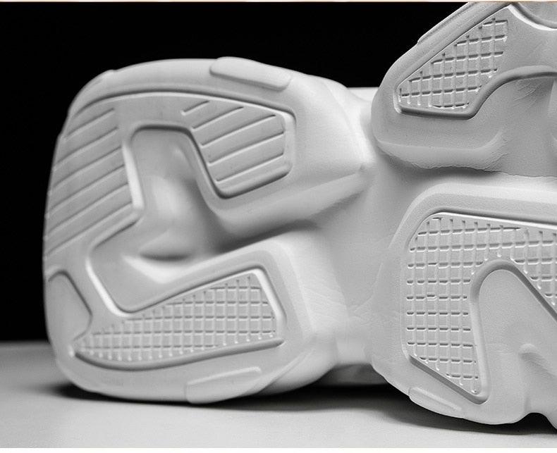 Men's White and Black Chunky Sneakers Comfortable Casual Trainers