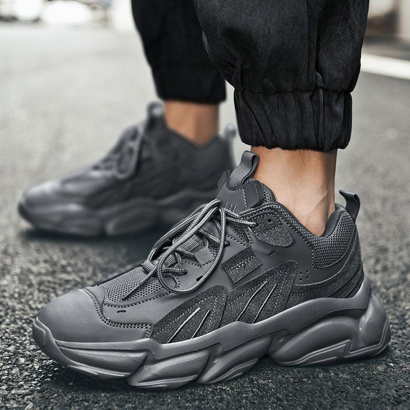 Men's White and Black Chunky Sneakers Comfortable Casual Trainers