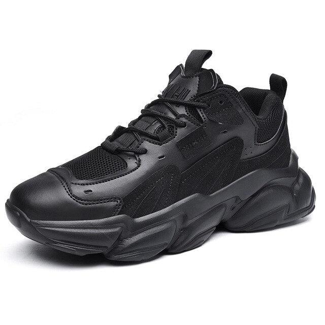 Men's White and Black Chunky Sneakers Comfortable Casual Trainers