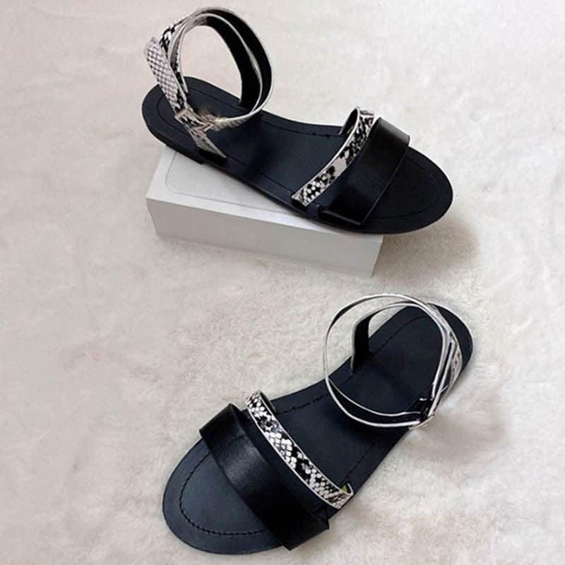 Women’s Strappy Flat Beach Sandals with Elastic Slingback