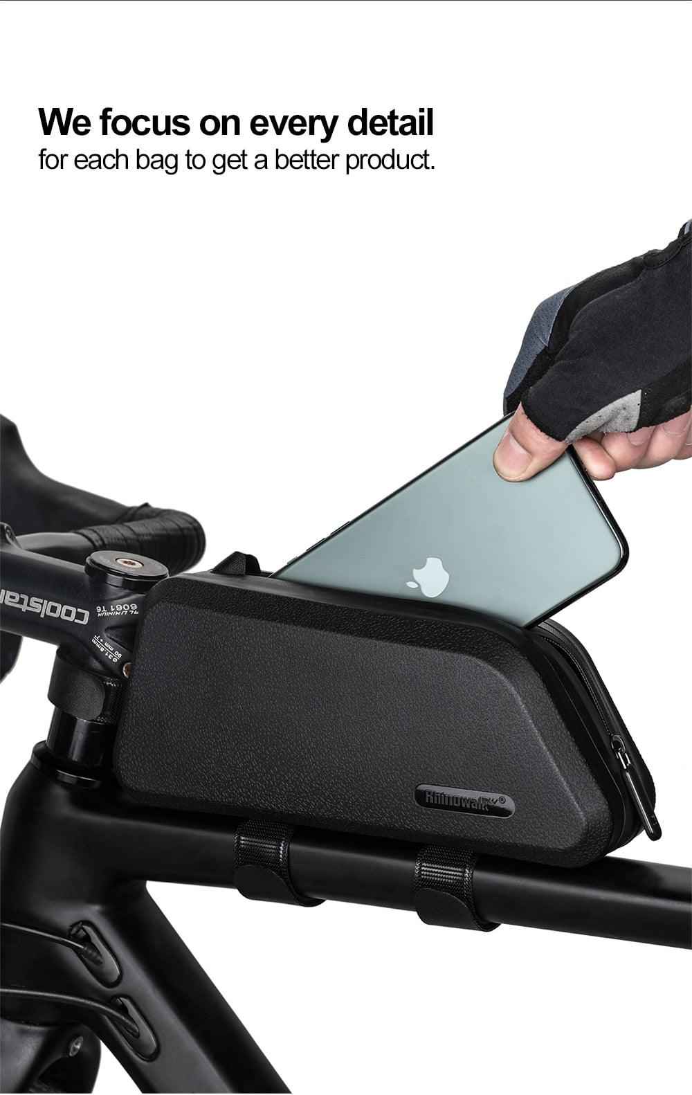 Waterproof Hard Shell Bicycle Top Tube Bag - Stable Cycling Mount