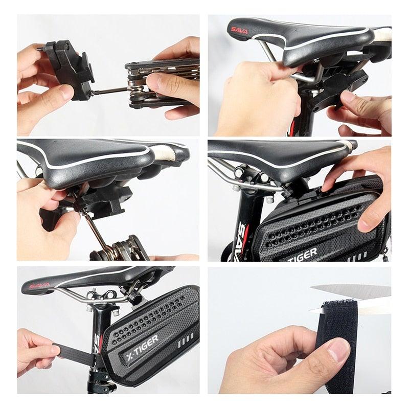 1.2L Waterproof Bike Seat Post Bag - Under-Seat Storage Pouch