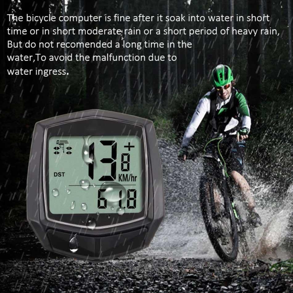 Waterproof Wired Digital Bike Speedometer with LCD Backlight