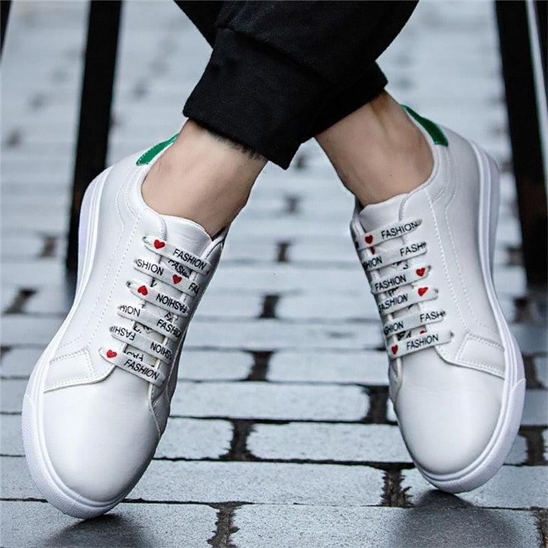 Platform Leather Sneakers Lace-Up Athletic Casual Walking Shoes