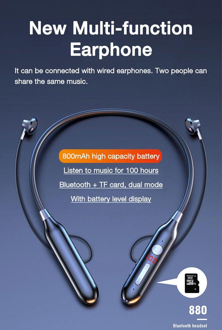 Wireless Neckband Bluetooth Headphones with 24-Hour Battery, Black