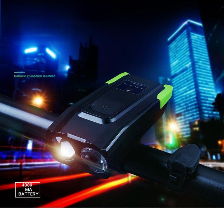 800 Lumen Smart Bike Light Set with Horn and USB Rechargeable Battery