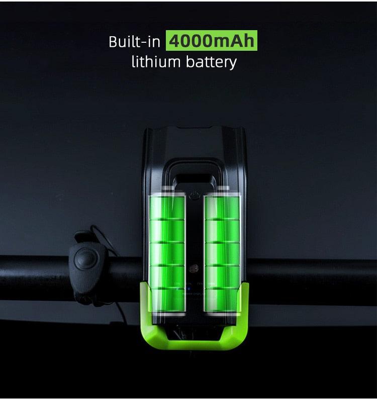 800 Lumen Smart Bike Light Set with Horn and USB Rechargeable Battery