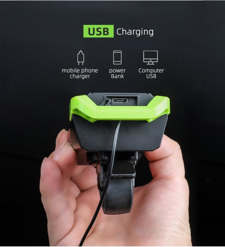 800 Lumen Smart Bike Light Set with Horn and USB Rechargeable Battery
