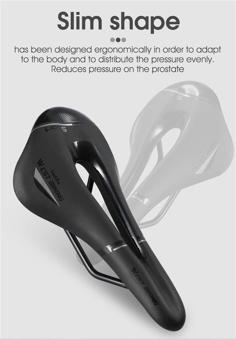 Ergonomic Breathable Bike Saddle, PVC Leather Gel Seat Cushion