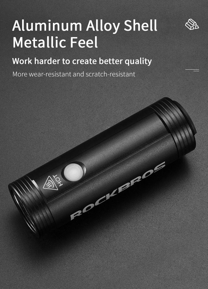 Matte Black Industrial LED Bicycle Headlight - 800 Lumen Rechargeable