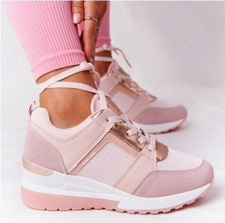 Women's Leopard Print Platform Sneakers Lace-Up Vulcanized Shoes